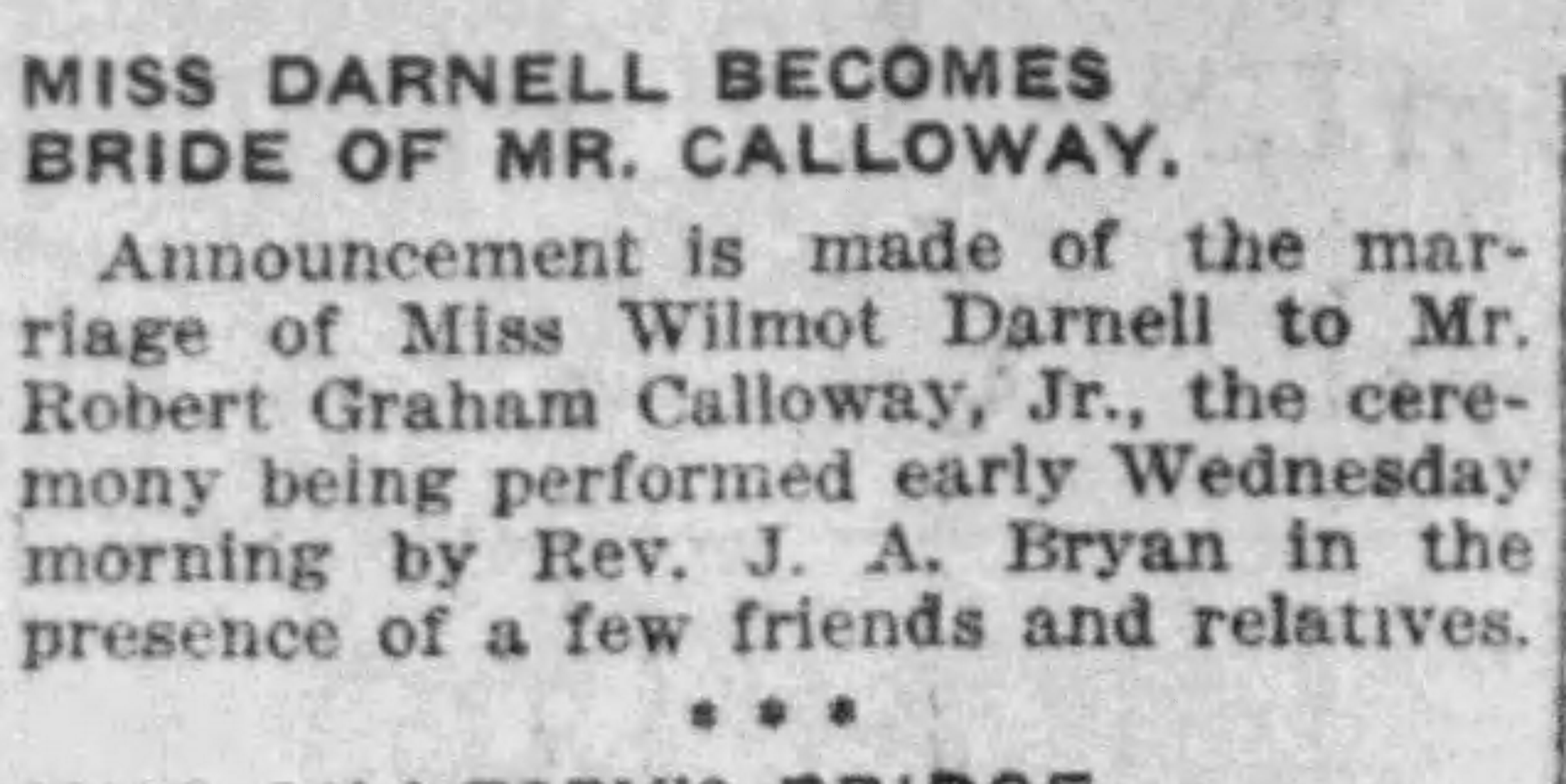 Wilmot Darnell-Robert Graham Calloway, Jr